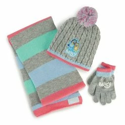 Girls Disney Bluey Hat, Scarf, & Mittens Set