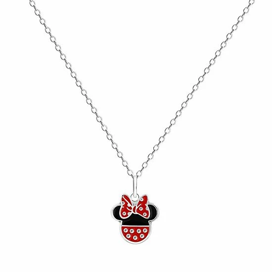 Disney's Minnie Mouse Sterling Silver Enamel Silhouette Pendant Necklace 3 Disney's Minnie Mouse Sterling Silver Enamel Silhouette Pendant Necklace