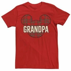 Men's Disney Mickey And Friends Christmas Plaid Mickey Grandpa Tee Red
