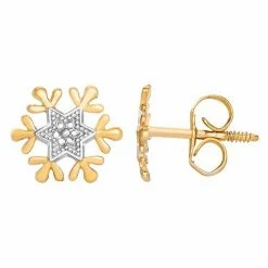 Disney's Frozen 10k Gold Two-Tone Snowflake Stud Earrings