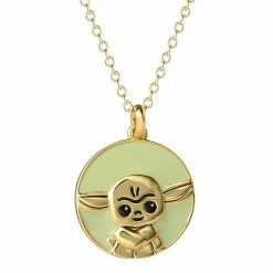 Disney's Star Wars The Mandalorian The Child Aka Baby Yoda Plated Brass Pendant Necklace