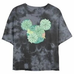 Juniors' Disney Mickey Mouse & Friends Mickey Succulent Fill Wash Crop Tee