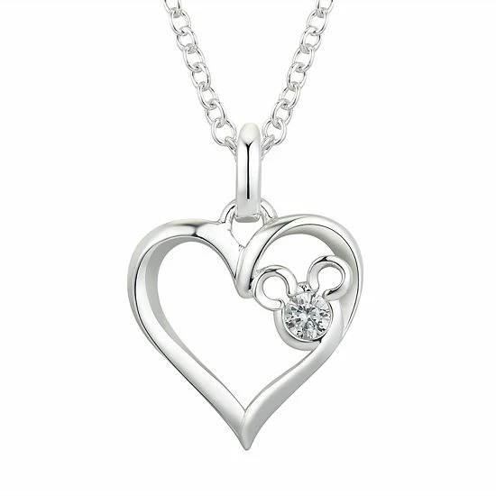 Disney's Mickey Mouse Fine Silver Plated Cubic Zirconia Heart Necklace 4 Disney's Mickey Mouse Fine Silver Plated Cubic Zirconia Heart Necklace - Image 2