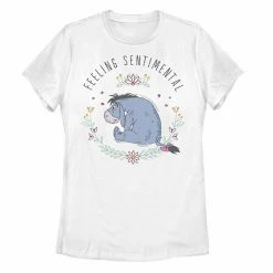 Juniors' Disney Winnie The Pooh Eeyore Feeling Sentimental Graphic Tee White