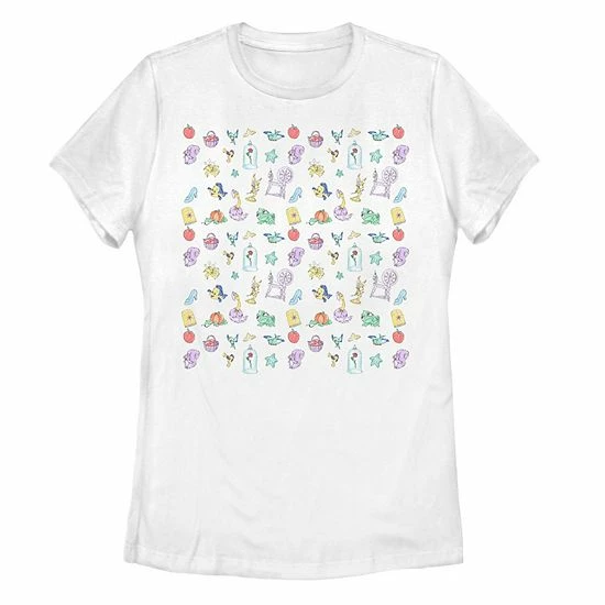 Juniors' Disney Princess Assorted Doodles Pattern Tee Juniors' Disney Princess Assorted Doodles Pattern Tee -Disney Sales Store unnamed file 1479