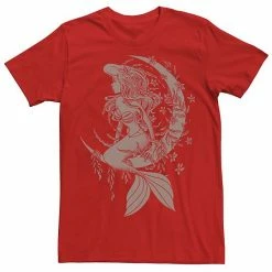 Disney's The Little Mermaid Men's Ariel Tattoo Style Portrait Graphic Tee Navy
