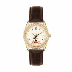 Disney's Mickey Mouse Women's Crystal Leather Watch