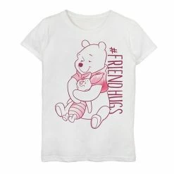 Disney's Winnie The Pooh Girls 7-16 Piglet Pooh Friend Hugs Graphic Tee Pink