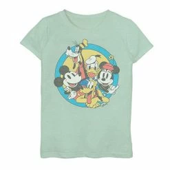Disney's Mickey And Friends Girls 7-16 Retro Group Shot Graphic Tee Athletic Heather