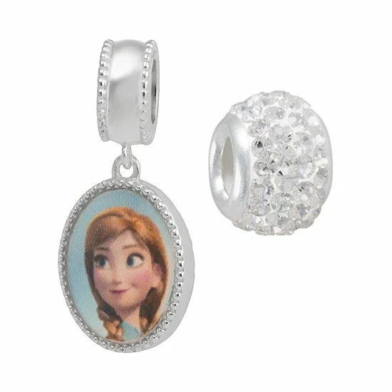 Disney's Frozen Crystal Sterling Silver Reversible Elsa & Anna Charm & Bead Set 4 Disney's Frozen Crystal Sterling Silver Reversible Elsa & Anna Charm & Bead Set - Image 2
