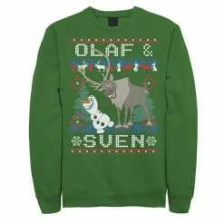 Men's Disney's Frozen Olaf & Sven Ugly Christmas Sweatshirt Kelly -Disney Sales Store unnamed file 1710