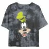 Juniors' Disney Goofy Open Mouth Big Smile Wash Crop Tee