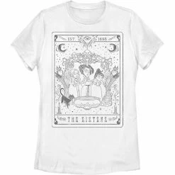 Juniors' Disney Hocus Pocus The Sisters Tarot Card Line Art Tee
