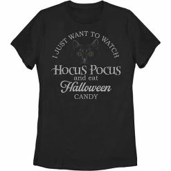 Juniors' Disney Hocus Pocus I Just Want To Watch And Eat Candy Tee