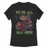 Juniors' Disney Alice In Wonderland Cheshire Cat Neon All Mad Here Graphic Tee