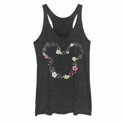 Juniors' Disney Mickey And Friends Mickey Floral Outline Racerback Graphic Tank Top