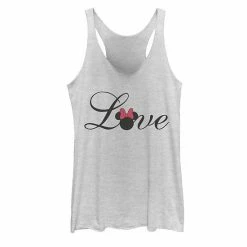Disney's Mickey And Friends Minnie Love Text Juniors' Racerback Graphic Tank Top