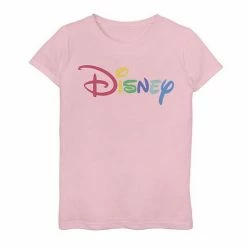 Disney Girls 7-16 Rainbow Logo Graphic Tee Pink