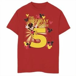 Disney's Mickey & Friends Boys 8-20 5 Year Old Birthday Boy Graphic Tee Red