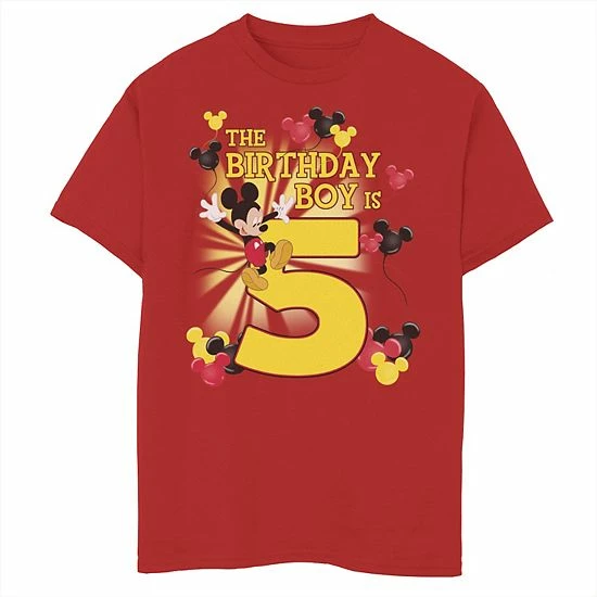 Disney's Mickey & Friends Boys 8-20 5 Year Old Birthday Boy Graphic Tee Red Disney's Mickey & Friends Boys 8-20 5 Year Old Birthday Boy Graphic Tee Red -Disney Sales Store unnamed file 2126