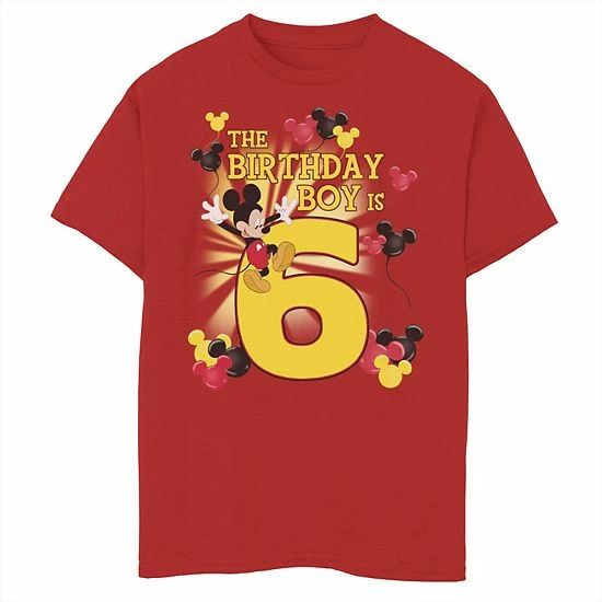Disney's Mickey & Friends Boys 8-20 6 Year Old Birthday Boy Graphic Tee Red 4 Disney's Mickey & Friends Boys 8-20 6 Year Old Birthday Boy Graphic Tee Red - Image 2