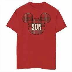 Disney's Mickey Mouse & Friends Boys 8-20 Christmas Plaid Mickey Mouse Son Graphic Tee Red