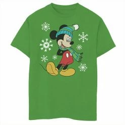 Disney's Mickey Mouse Boys 8-20 Mouse Holiday Snowflakes Portrait Christmas Graphic Tee