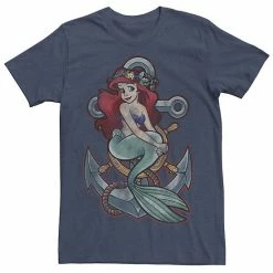 Men's Disney The Little Mermaid Tattoo Anchor Pose Tee Navy Heather