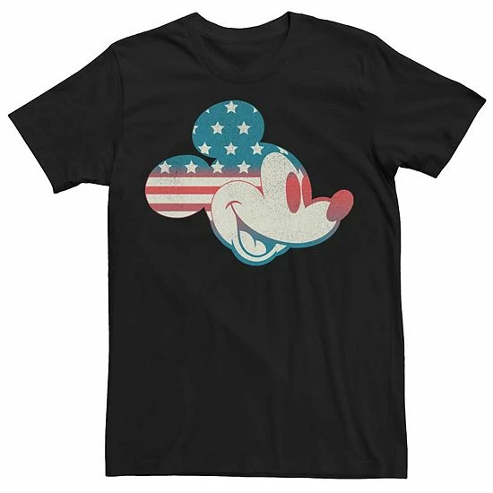 Men's Disney Mickey & Friends Mickey American Flag Fill Tee Navy Heather 3 Men's Disney Mickey & Friends Mickey American Flag Fill Tee Navy Heather