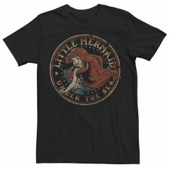 Men's Disney The Little Mermaid Distressed Ariel Circle Portrait Tee