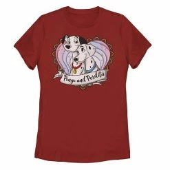 Juniors' Disney 101 Dalmatians Pongo & Perdita Gradient Heart Graphic Tee White