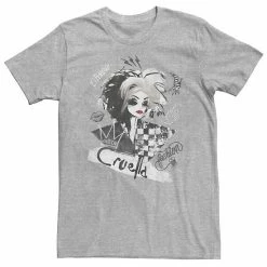 Big & Tall Disney Cruella Artsy Collage Tee Charcoal Heather