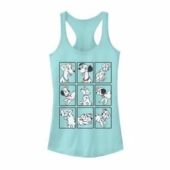 Juniors' Disney 101 Dalmatians Family Photo Box Up Graphic Tank Tahiti Blue