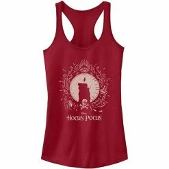 Juniors' Disney Hocus Pocus Candle Silhouette Logo Tank Top Scarlet