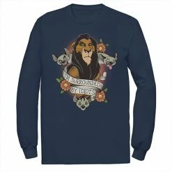 Men's Disney The Lion King Scar With Hyenas Surrounded By Idiots Tee Navy