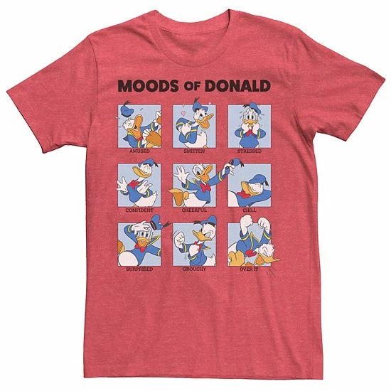 Men's Disney Mickey & Friends Donald Duck Moods Box Up Tee Red Heather 5 Men's Disney Mickey & Friends Donald Duck Moods Box Up Tee Red Heather - Image 3