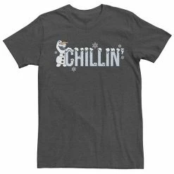 Men's Disney Frozen Olaf Chillin' Snowfall Text Tee Charcoal Heather