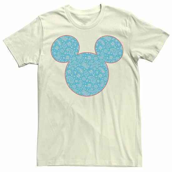 Men's Disney Mickey & Friends Mickey Blue Paisley Fill Tee White 4 Men's Disney Mickey & Friends Mickey Blue Paisley Fill Tee White - Image 2