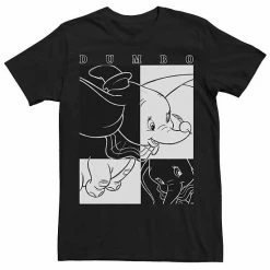 Men's Disney Dumbo Contrast Black And White Line Art Poster Tee