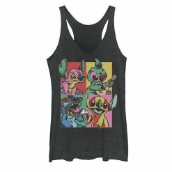 Juniors' Disney's Lilo & Stitch Grunge Stitch Color Pop Graphic Tank Black Heather
