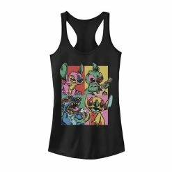 Juniors' Disney's Lilo & Stitch Grunge Stitch Color Pop Graphic Tank Black Heather -Disney Sales Store unnamed file 2786