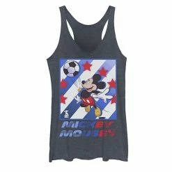 Juniors' Disney Mickey & Friends Mickey Mouse Soccer USA Graphic Tank Navy Heather