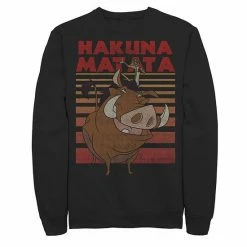 Men's Disney The Lion King Timon Pumbaa Hakuna Matata Stripes Sweatshirt Black -Disney Sales Store unnamed file 2819