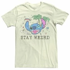 Disney Men's Lilo & Stitch Trippy Stitch Big Face Tee Light Blue