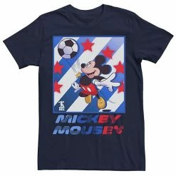 Disney Men's Mickey Classic Mickey Football Star Soccer Tee Light Blue