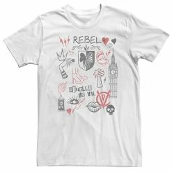 Big & Tall Disney Cruella Rebel Fashion Sketches Tee White