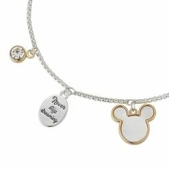 Disney's Mickey Mouse "Never Stop Dreaming" Mother-of-Pearl & Crystal Multi Charm Adjustable Bracelet -Disney Sales Store unnamed file 293