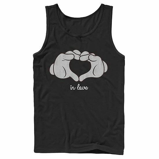 Men's Disney Mickey Mouse Heart Hands In Love Tank Black 5 Men's Disney Mickey Mouse Heart Hands In Love Tank Black - Image 3