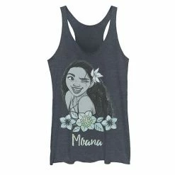 Juniors' Disney Moana Wayfinder Floral Graphic Tank Charcoal -Disney Sales Store unnamed file 2954