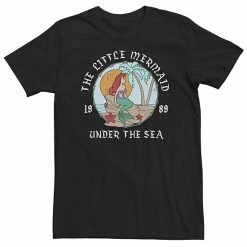 Big & Tall Disney Little Mermaid Ariel Vintage Circle Portrait Logo Tee